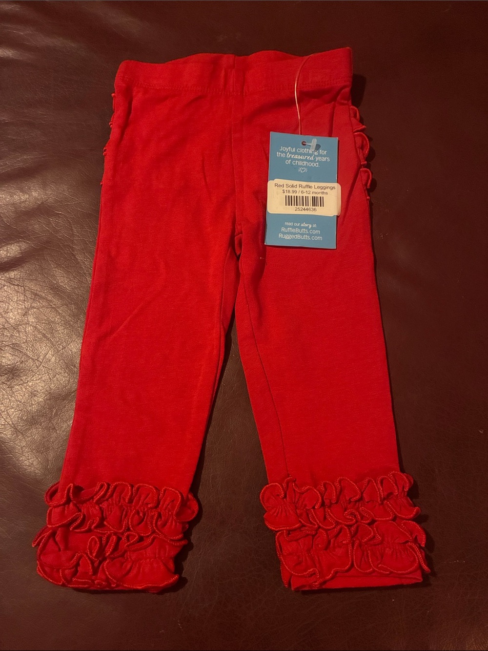 Ruffle Butts Red Ruffle-Cuff Leggings